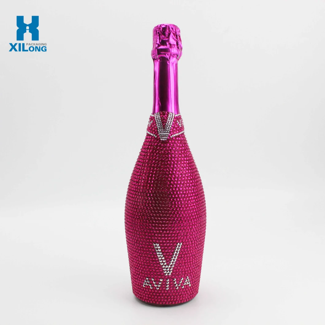 Custom Design Stick Diamond Glass Bottle Beverage Champagne Bottle for Sale