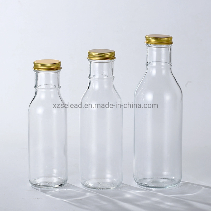 250ml 350ml Ring Neck Hot Sauce Glass Bottle with Screw Caps for Cold Brew Kombucha Juice 500ml