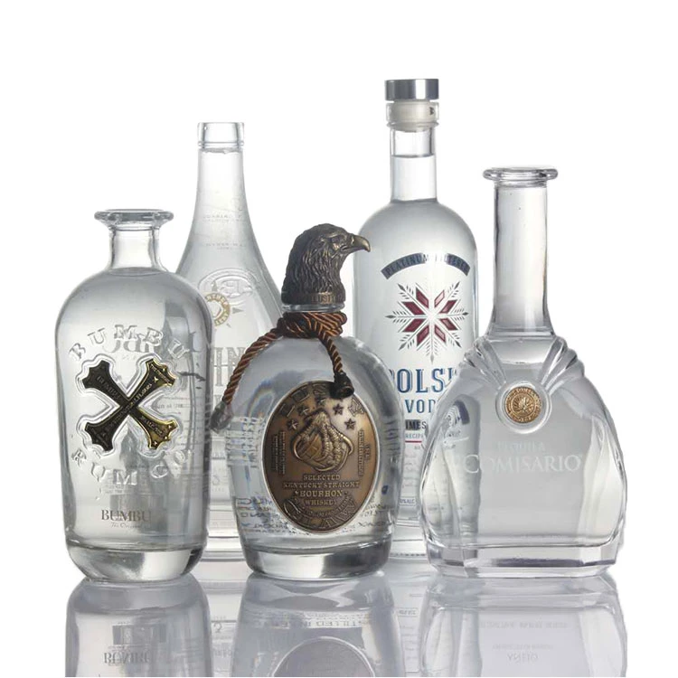 750ml Premium Heavy Extra Flint Decal Printing Rum Gin Vodka Whiskey Whisky Glass Bottle