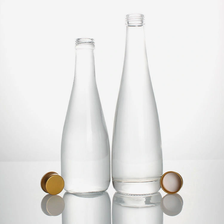 Wholesale 375 500 700ml Thick Bottom Glass Bottle Beverage Juice Ice Wine Clear Water Tear Drop Bottle with Caps