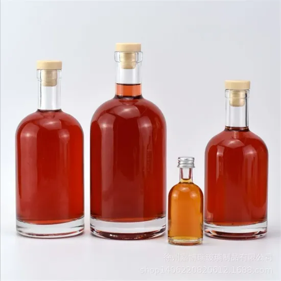 Jingna Mini 50 ml 250 ml 300 ml 500 ml individuelles Logo-Drucken klare leere runde Likör-Tequila-Whisky-Brandy-Gin-Wodka-Flasche