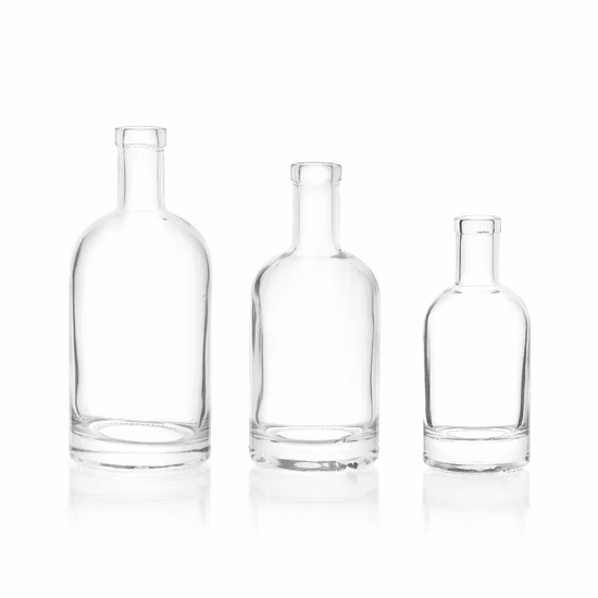 Maßgeschneiderte runde, quadratische, flache, hohe Feuersteinkristall-Trinkflasche aus Glas, 50 cl, 70 cl, 75 cl, 1 l, 1,75 l, für Alkohol, Spirituosen, Getränke, Likör