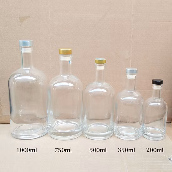 Kundenspezifische leere Weinflasche aus grünem Glas, 375 ml, 500 ml, 750 ml, 15000 ml, schwarze Champagnerflasche, Glas-Spirituosenflaschen